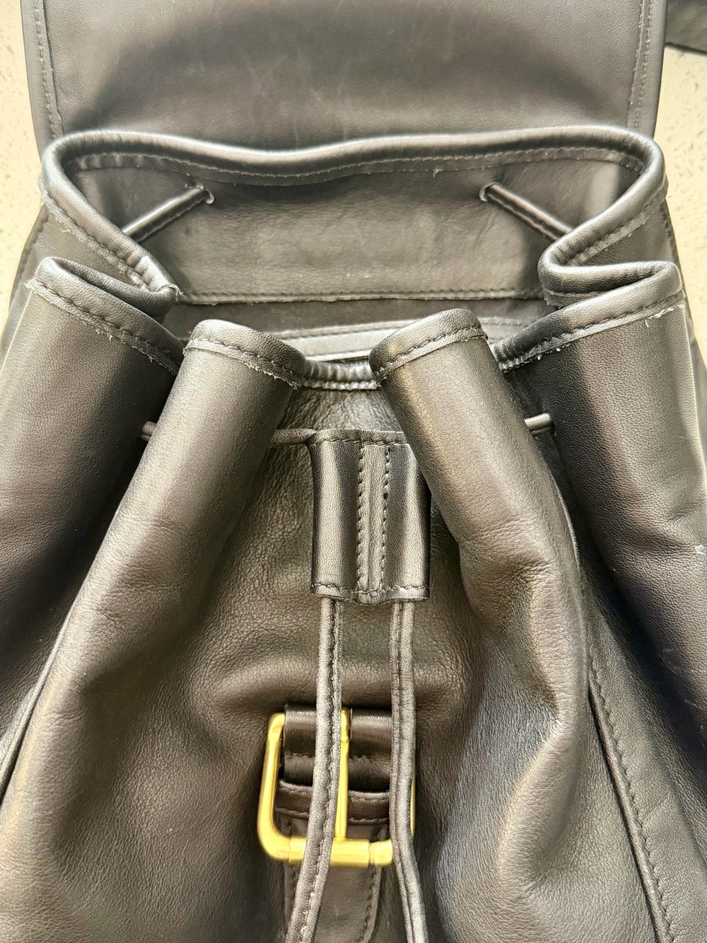 Coach Black Leather Drawstring Backpack - Pristine - Picture 6 of 10